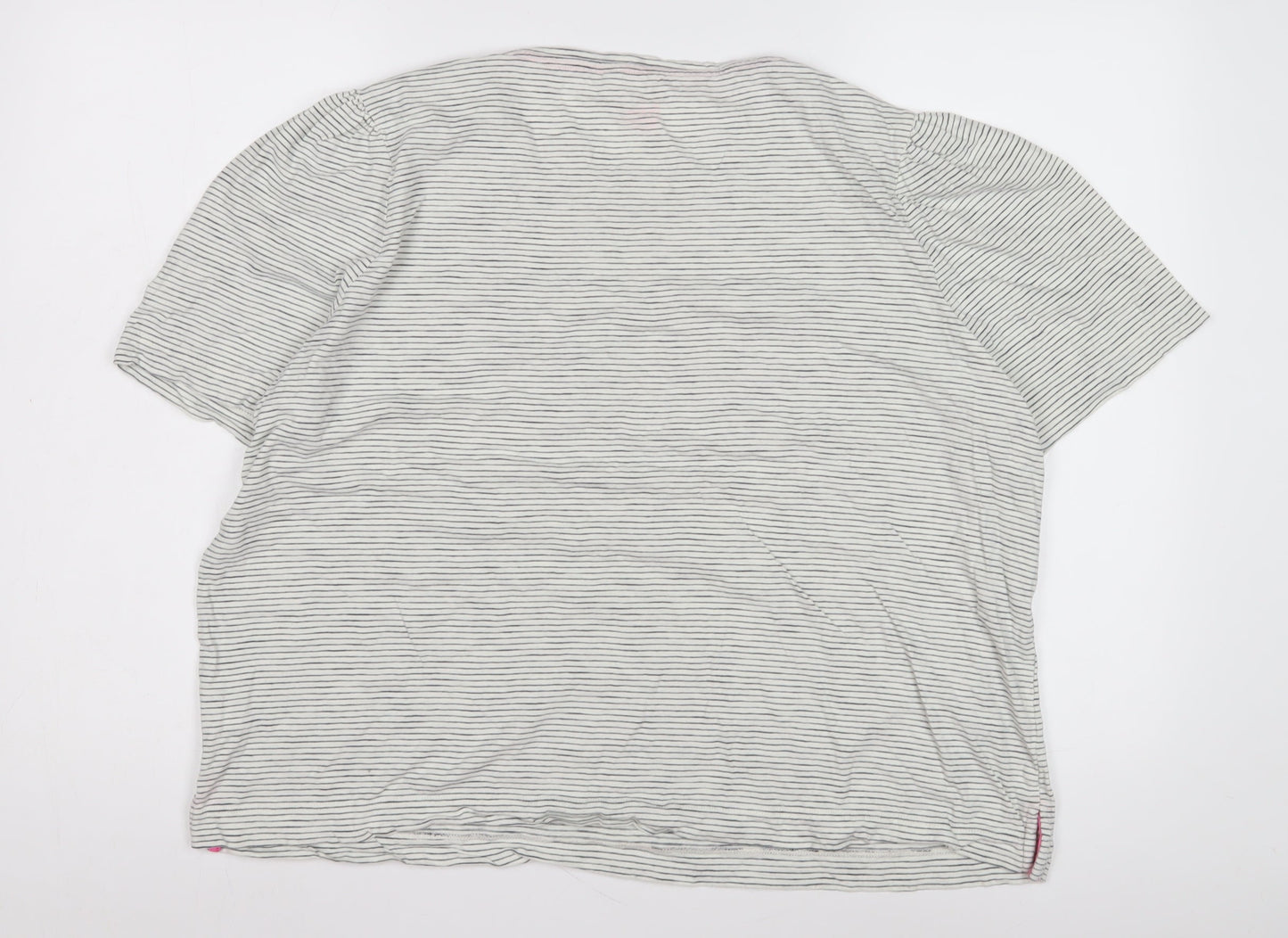 Boden Women's XL White Striped T-Shirt, Casual Style