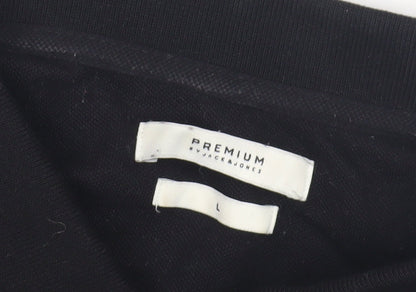 Jack & Jones Men's Black Polo Shirt Size L Casual