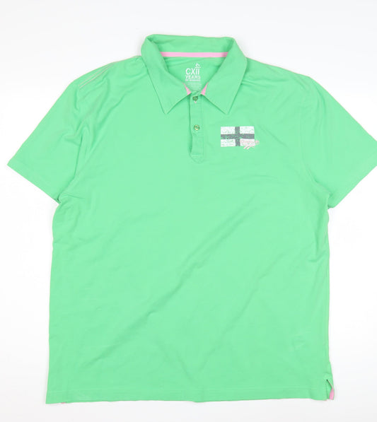 Reebok Men's Green Polo Shirt 2XL Casual Short Sleeve