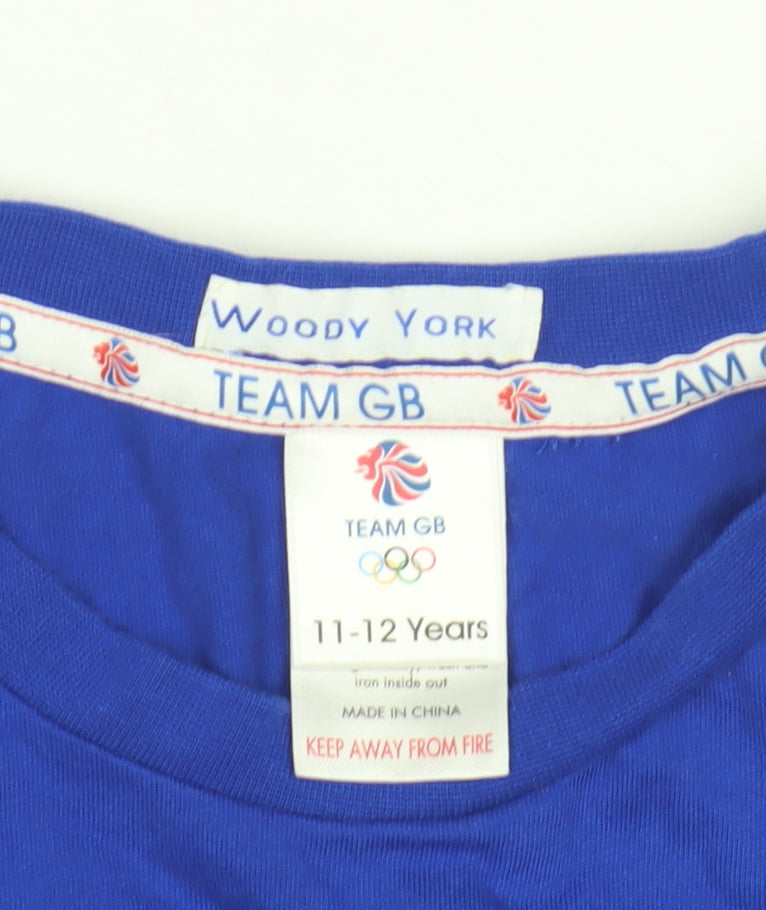 Woody York Boys Blue Team GB T-Shirt, Size 11-12 Years