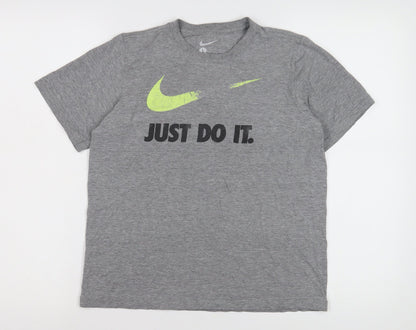 Nike Boys Grey Graphic Print T-Shirt - Size L
