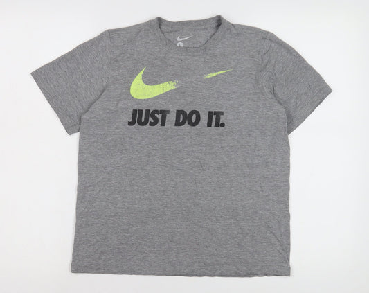 Nike Boys Grey Graphic Print T-Shirt - Size L