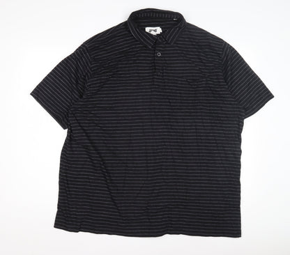Jacamo Men's 2XL Black Striped Short Sleeve Polo