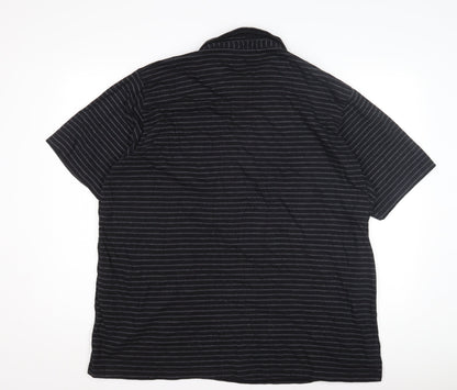 Jacamo Men's 2XL Black Striped Short Sleeve Polo