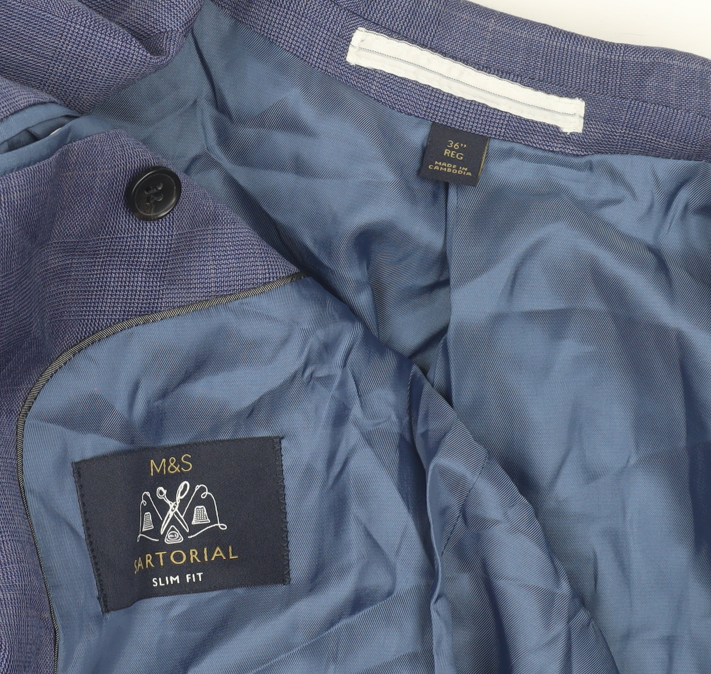 Mens UK Size 36 Marks and Spencer Regular Blue Suit Jacket