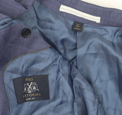 Mens UK Size 36 Marks and Spencer Regular Blue Suit Jacket