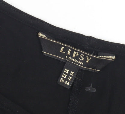 Womens UK Size 16 Lipsy Black Basic Blouse