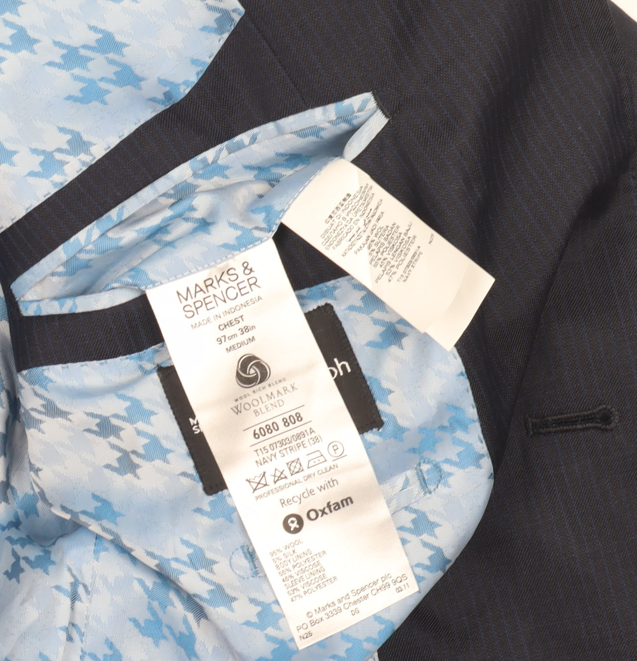 Mens UK Size 36 Marks and Spencer Regular Blue Suit Jacket
