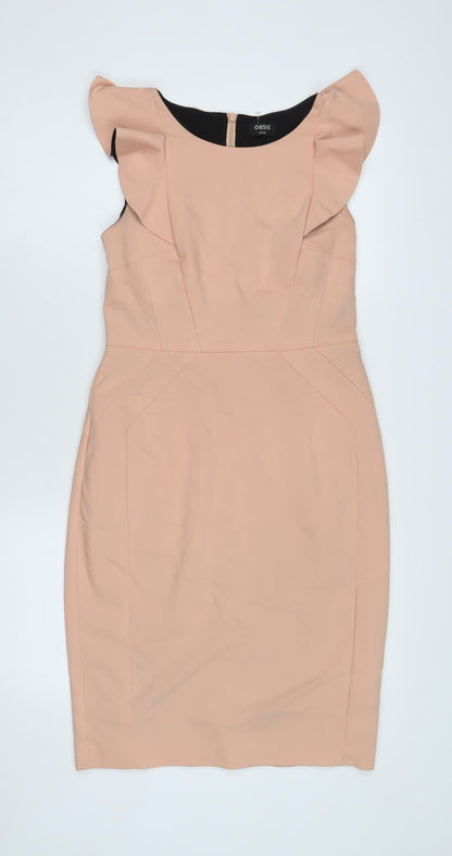 Oasis Women's Beige Pencil Dress, Size 8, Knee Length