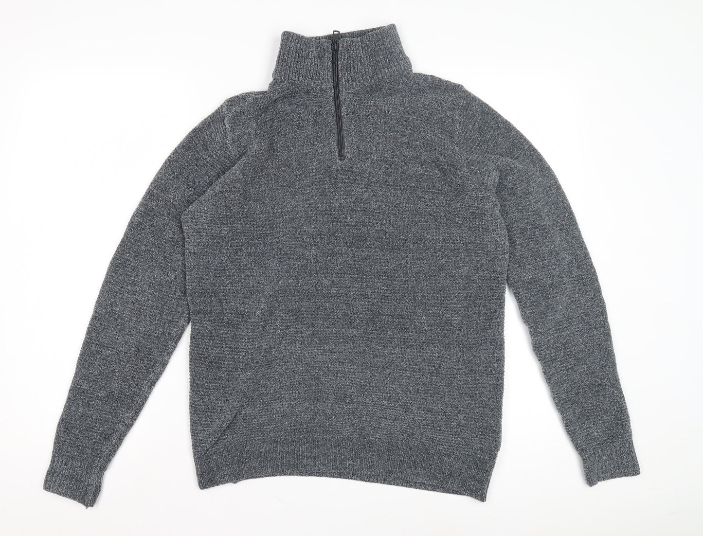 Next Men's Grey Full Zip Jumper, Size S, High Neck