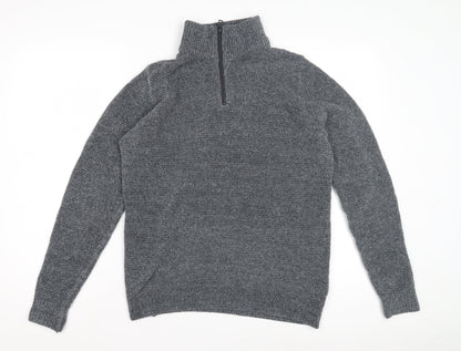Next Men's Grey Full Zip Jumper, Size S, High Neck