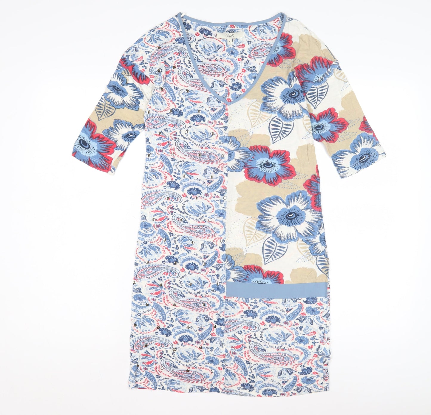 Next Women's Multicoloured V-Neck Shift Dress Size 6