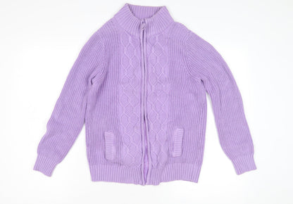 Womens UK Size S Isle Essentials Purple Full Zip Jumper