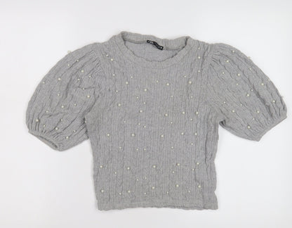 Womens UK Size S Zara Grey Pullover Jumper