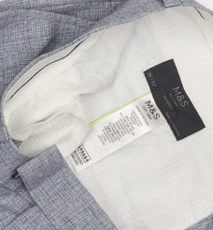 Marks and Spencer Men's Blue Slim Trousers Size 36