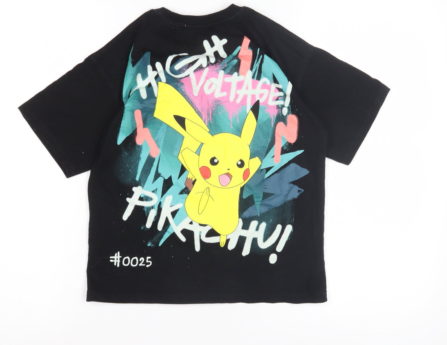 Zara Pokémon Kids Black T-Shirt, Pikachu Graphic, Size 9-10