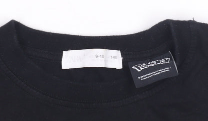 Zara Pokémon Kids Black T-Shirt, Pikachu Graphic, Size 9-10