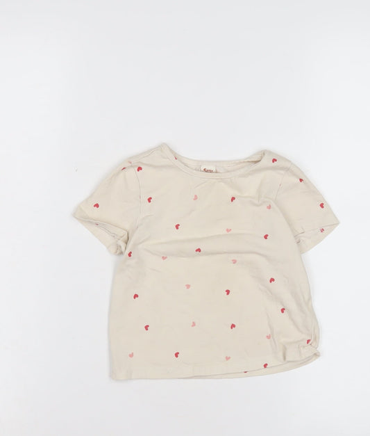Additional front view of Etsy unisex baby beige t-shirt 3-6 months heart print
