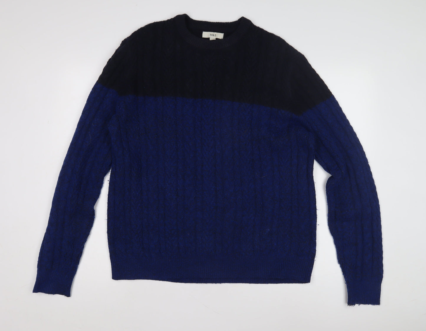 Marks and Spencer Men's Blue Pullover Jumper L