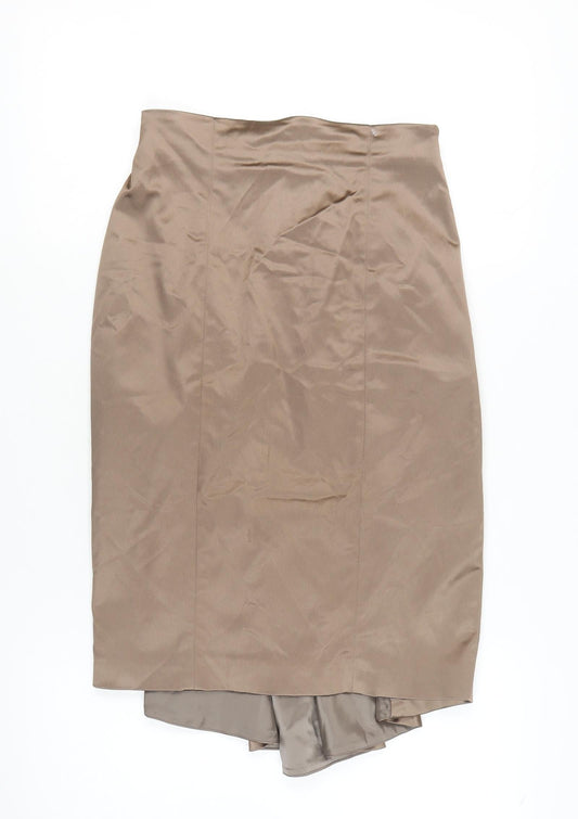 Coast Women's Brown Trumpet Skirt Size 10 Lined Satin