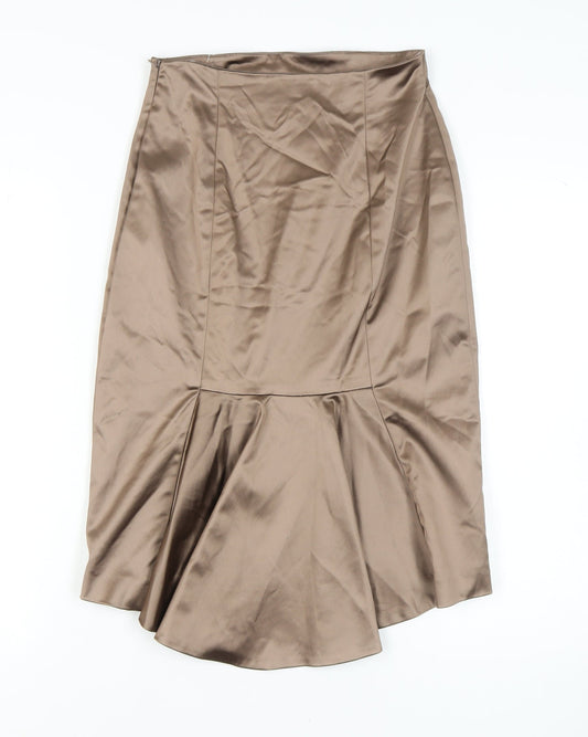 Coast Women's Brown Trumpet Skirt Size 10 Lined Satin