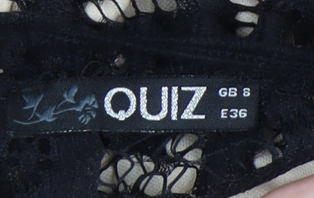 Quiz Women's Black Lace V-Neck Playsuit Size 8 Party