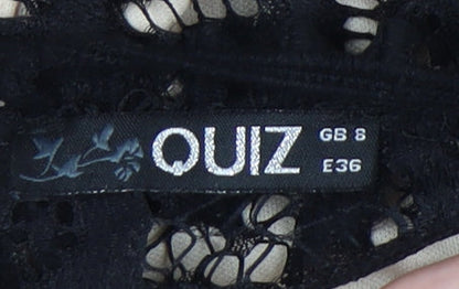 Quiz Women's Black Lace V-Neck Playsuit Size 8 Party