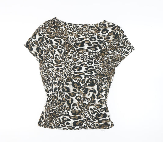 Cable & Gauge Women's Animal Print V-Neck Tunic Top L
