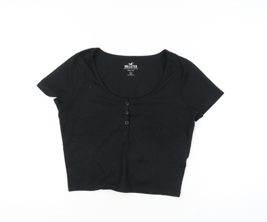 Womens UK Size L Hollister Black Cropped T-Shirt