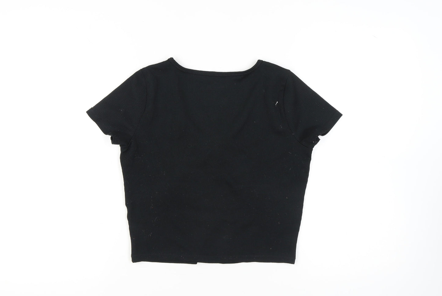 Womens UK Size L Hollister Black Cropped T-Shirt