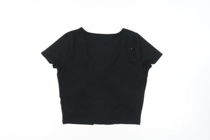 Womens UK Size L Hollister Black Cropped T-Shirt