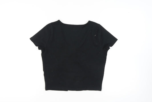 Womens UK Size L Hollister Black Cropped T-Shirt