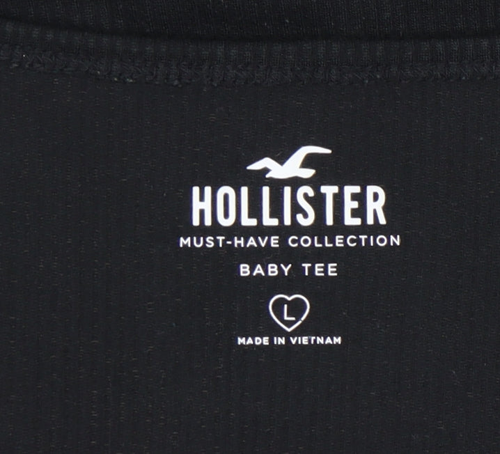 Womens UK Size L Hollister Black Cropped T-Shirt