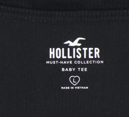 Womens UK Size L Hollister Black Cropped T-Shirt
