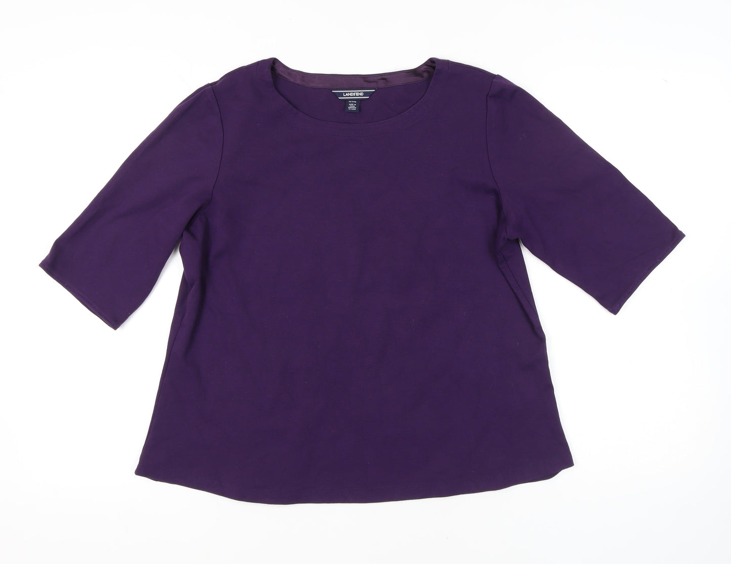 Lands' End Women's Purple Petite Top, L, 3/4 Sleeve, Excellent