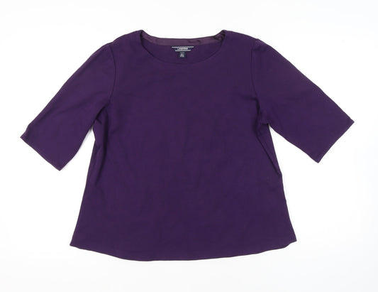 Lands' End Women's Purple Petite Top, L, 3/4 Sleeve, Excellent