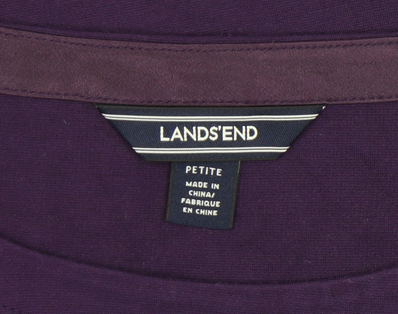 Lands' End Women's Purple Petite Top, L, 3/4 Sleeve, Excellent