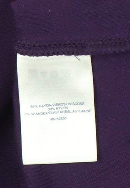 Lands' End Women's Purple Petite Top, L, 3/4 Sleeve, Excellent