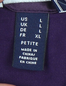 Lands' End Women's Purple Petite Top, L, 3/4 Sleeve, Excellent