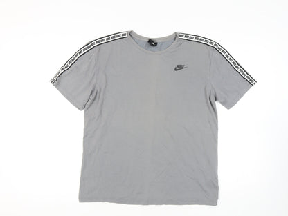 Nike Men's Grey T-Shirt Large - Casual Short Sleeve Cotton