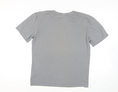 Nike Men's Grey T-Shirt Large - Casual Short Sleeve Cotton