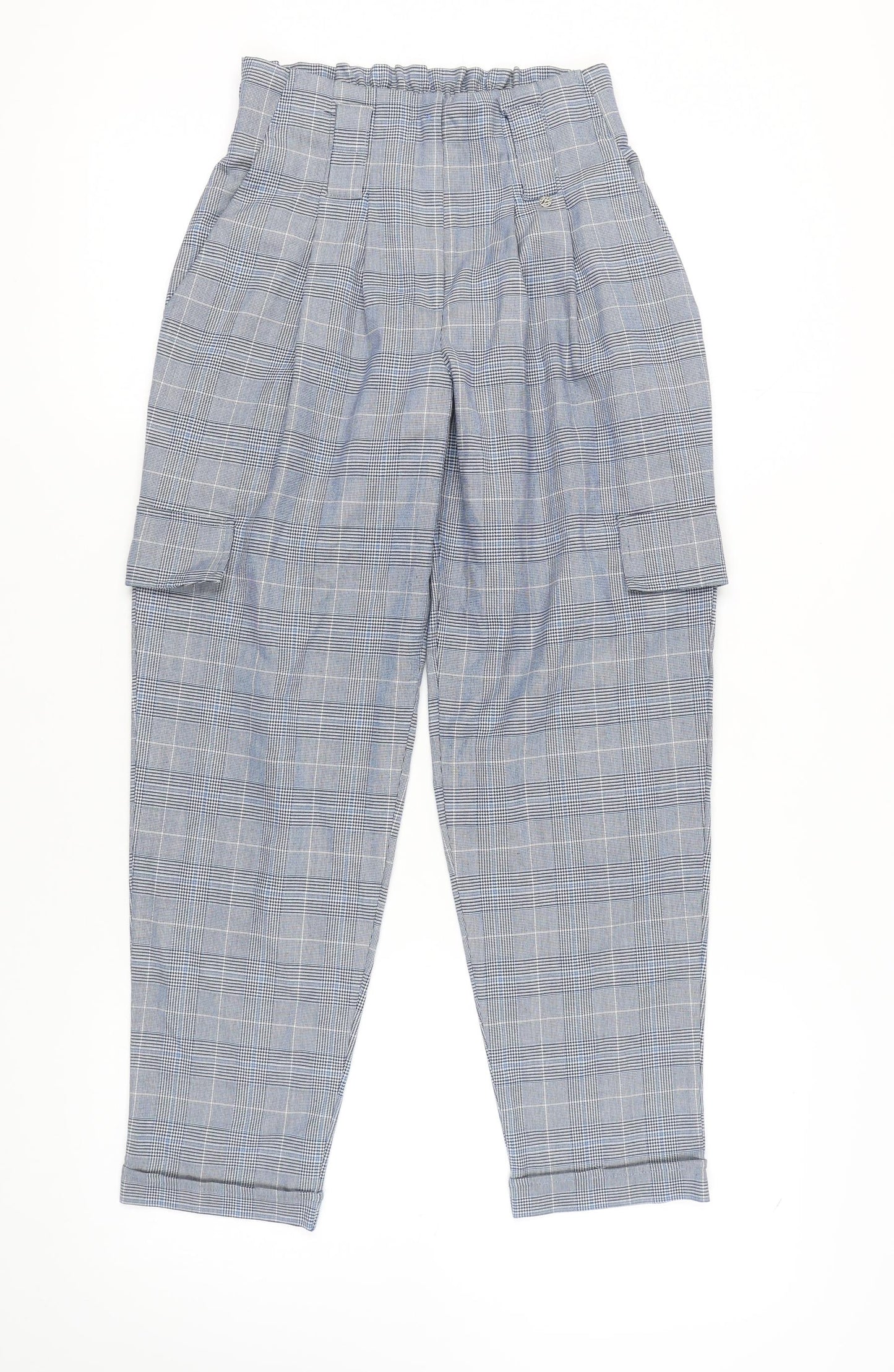 Van Heusen Women Blue Cargo Trousers Size 26 Check