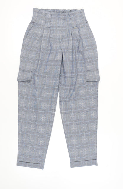Van Heusen Women Blue Cargo Trousers Size 26 Check