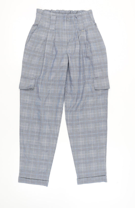 Van Heusen Women Blue Cargo Trousers Size 26 Check