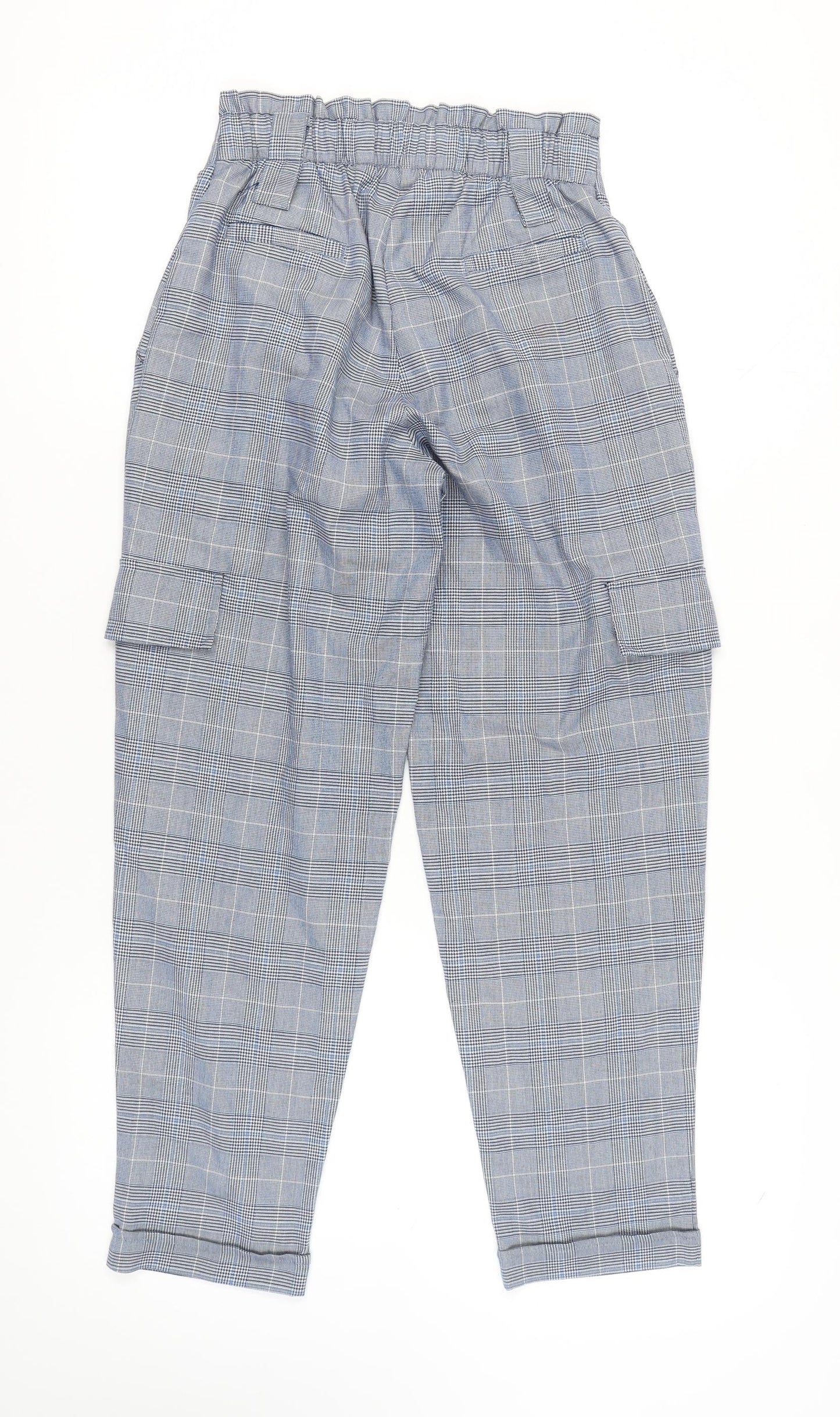 Van Heusen Women Blue Cargo Trousers Size 26 Check