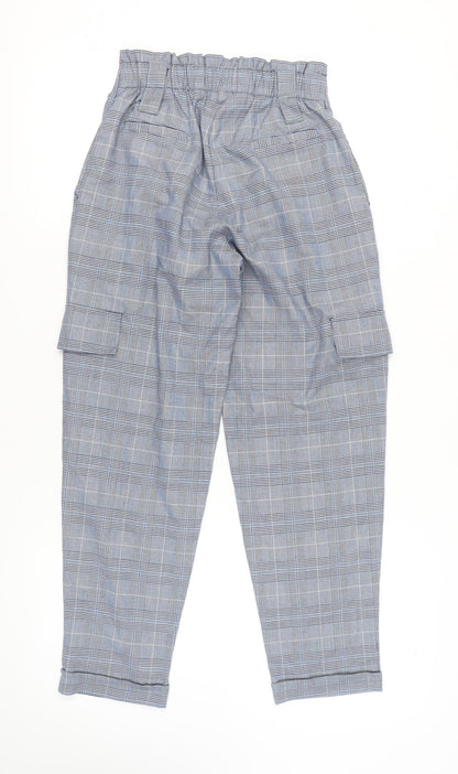 Van Heusen Women Blue Cargo Trousers Size 26 Check
