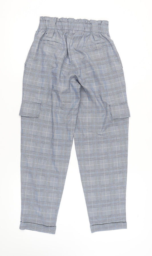 Van Heusen Women Blue Cargo Trousers Size 26 Check