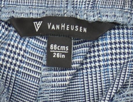 Van Heusen Women Blue Cargo Trousers Size 26 Check