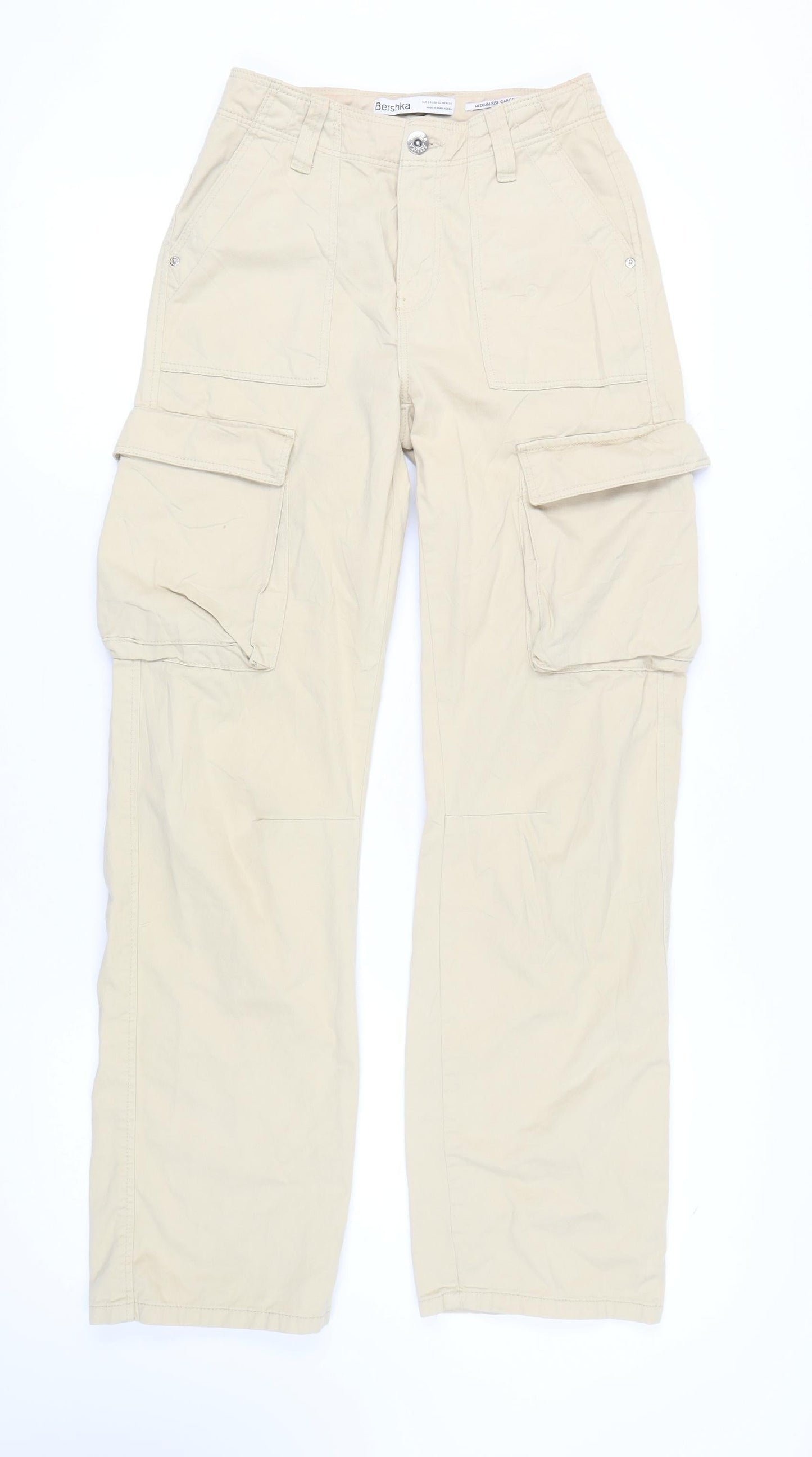 Bershka Women's Beige Cargo Trousers Size 6