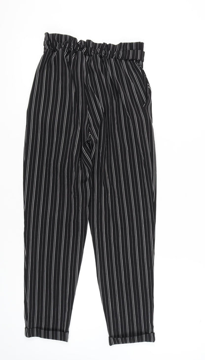 Womens UK Size S Pull & Bear Regular Fit Paperbag Black Trousers